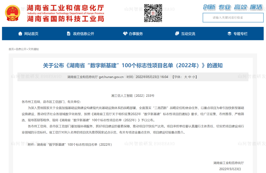 数字化新基建的“弄潮儿”!beat365官网两项目入选2022年湖南省“数字新基建”标志性项目